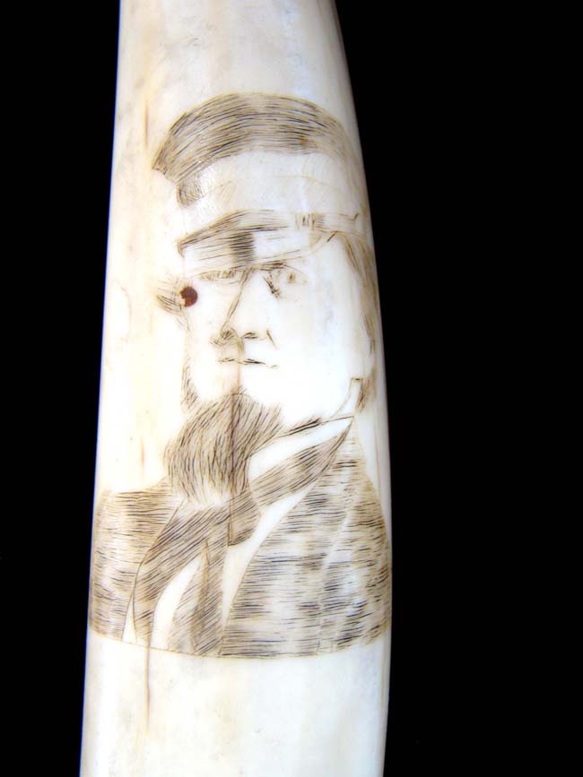 An Historic Civil War era scrimshawed Walrus Tusk circa 1863-1866 — image 2